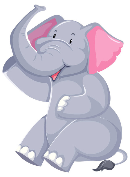 Carino elefante seduto su sfondo bianco illustrazione
 - Vettoriali, immagini