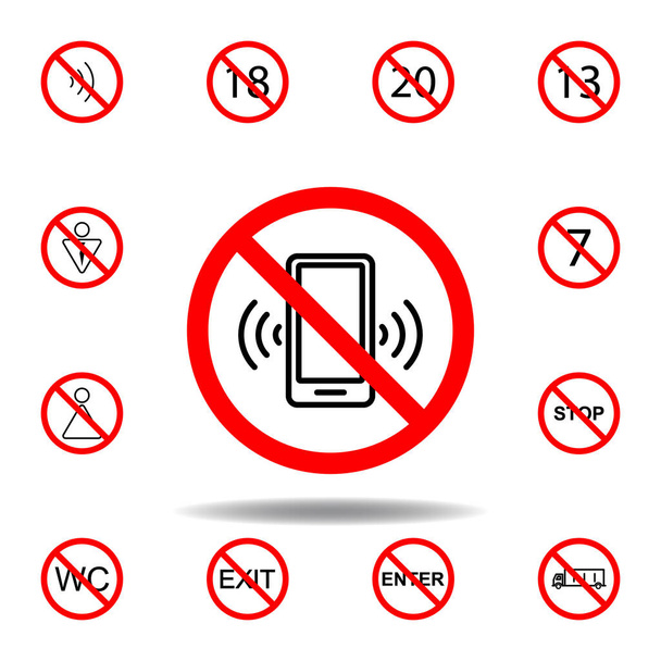 Yasak telefon arama ikonu. set beyaz arkaplanda ağ, logo, mobil uygulama, UI, UX için kullanılabilir - Vektör, Görsel