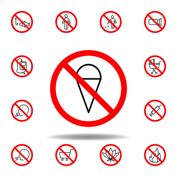 Απαγορευμένο παγωτατζίδικο. σετ μπορεί να χρησιμοποιηθεί για web, λογότυπο, mobile app, UI, UX σε λευκό φόντο - Διάνυσμα, εικόνα