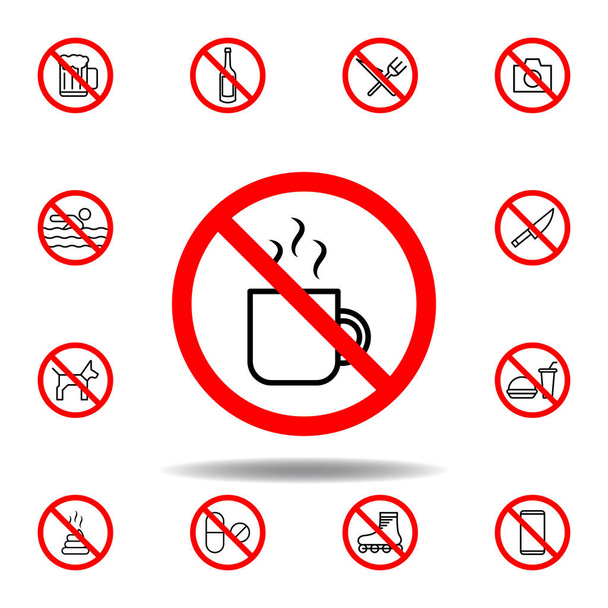 Απαγορευμένο εικονίδιο ποτηριού. σετ μπορεί να χρησιμοποιηθεί για web, λογότυπο, mobile app, UI, UX σε λευκό φόντο - Διάνυσμα, εικόνα