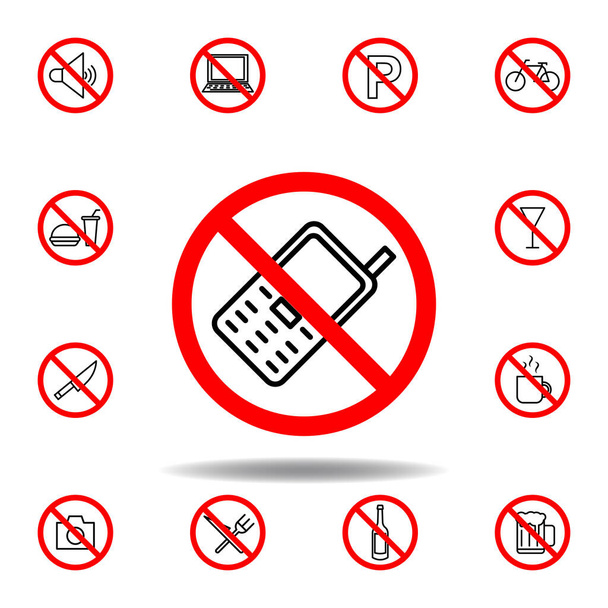 Verbotenes Handy-Symbol. Set kann für Web, Logo, mobile App, UI, UX auf weißem Hintergrund verwendet werden - Vektor, Bild