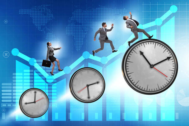 Growth and recovery concept with businessman and clocks - Photo, Image