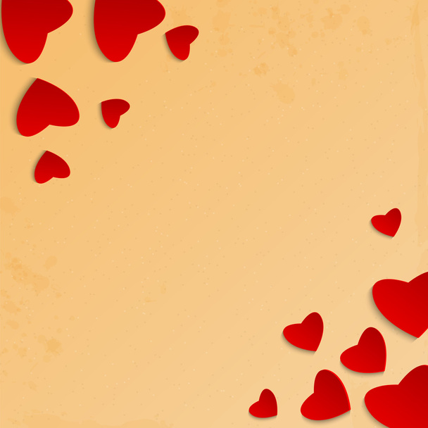Hintergrund valentine 's day.red Herz auf beige grungy Hintergrund. - Vektor, Bild
