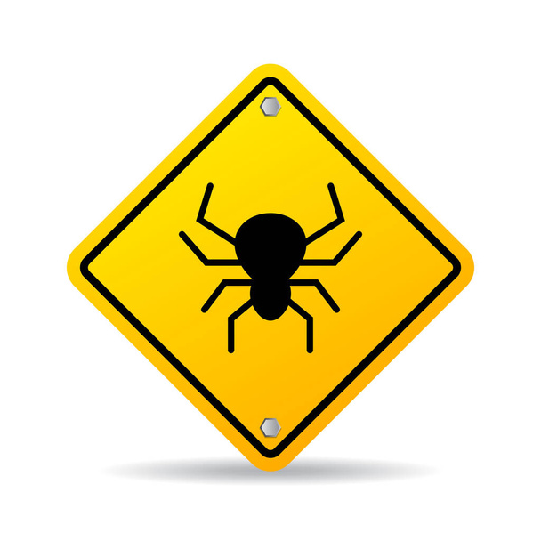 Bugs warning vector sign isolated on white background - Vector, Imagen