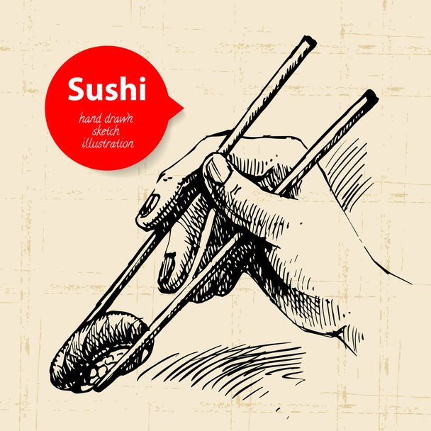 Illustration de sushi dessinée à la main. Fond croquis
 - Vecteur, image