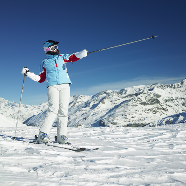 žena lyžař, Alpách, Savojsko, Francie - Fotografie, Obrázek