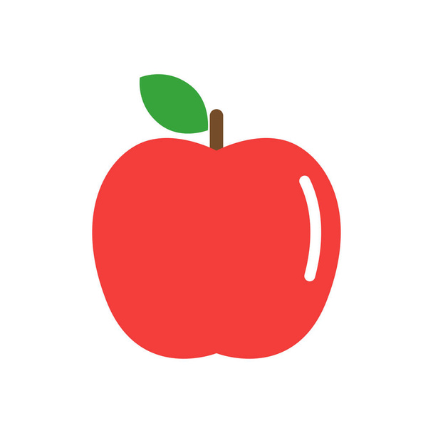 Rode appel met een groen blad. Vector illustratie, geïsoleerd op witte achtergrond - Vector, afbeelding
