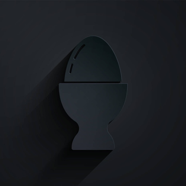 Χαρτί κόβεται πασχαλινό αυγό σε μια εικόνα περίπτερο απομονώνονται σε μαύρο φόντο. Καλό Πάσχα. Στυλ χάρτινης τέχνης. Εικονογράφηση διανύσματος - Διάνυσμα, εικόνα