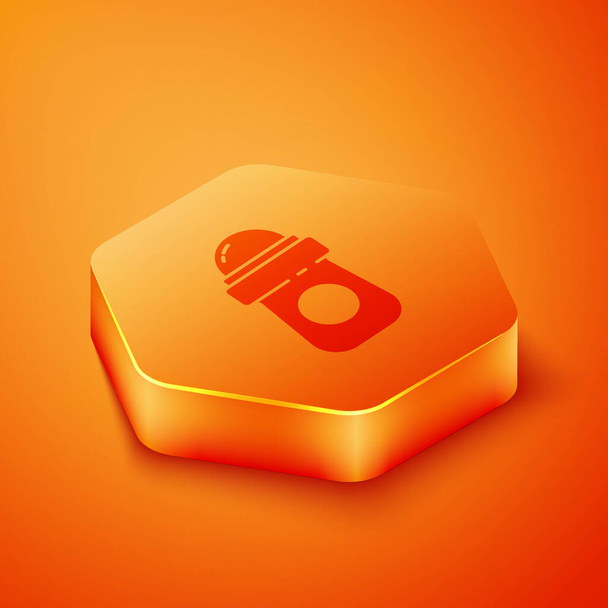 Isometrica Antitraspirante deodorante rotolo icona isolata su sfondo arancione. Cosmetico per l'igiene del corpo. Bottone esagonale arancione. Illustrazione vettoriale
 - Vettoriali, immagini