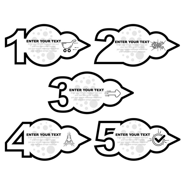 biznesowy szablon infograficzny z numerami 5 opcji lub kroków wersja cztery czarno-białe - Wektor, obraz
