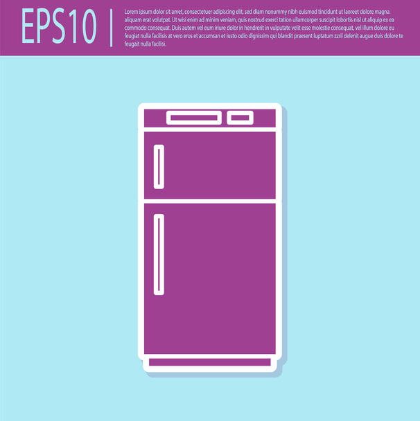 Icône Réfrigérateur violet rétro isolé sur fond turquoise. Réfrigérateur congélateur réfrigérateur. Technologie et appareils ménagers. Illustration vectorielle - Vecteur, image