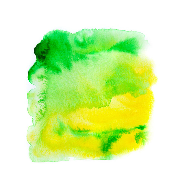 Abstract yellow and green watercolor, on white background. Hand drawn watercolour illustration. Vivid art design background - Photo, Image