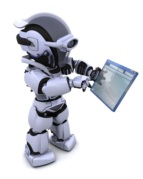 Робот, перемещающийся через окно компьютера
 - Фото, изображение
