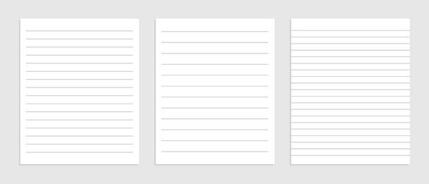linhas em branco nota folha de papel conjunto design - Vetor, Imagem