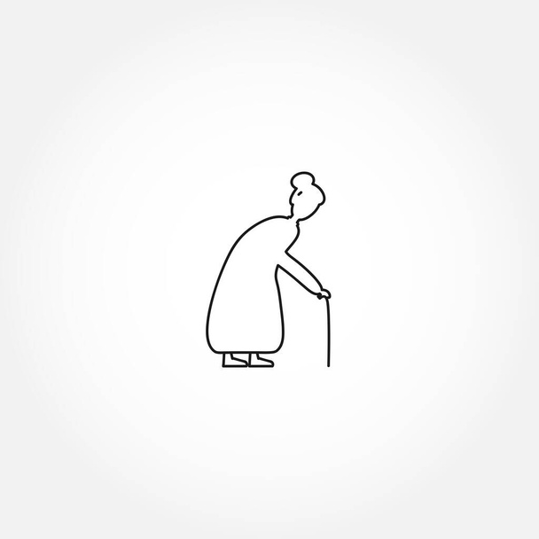 Yaşlı kadın çizgisi ikonu. İslami büyükanne çizgisi simgesi - Vektör, Görsel
