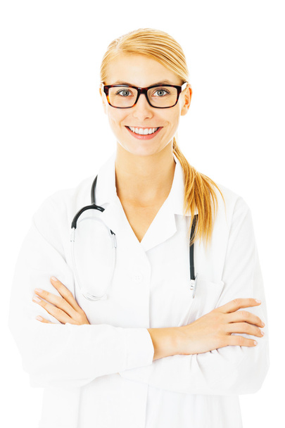 Doctor With Arms Crossed Over White Background - Photo, Image