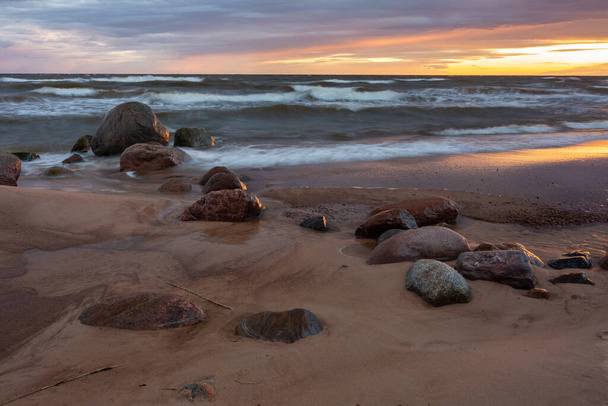 City Tuja, Latvia. Baltic sea with rocks and sand. Travel photo.16.05.2020 - Photo, Image