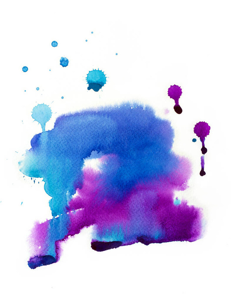 Watercolor abstract drawing. Beautiful violet purple background, stain illustration. Design element. Splash. - 写真・画像