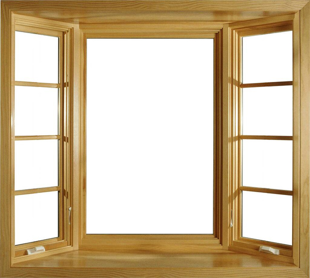 Holzfensterrahmen auf weißem Hintergrund - Foto, Bild