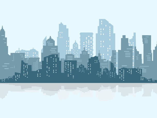 vektori Sininen siluetti kaupunkikuva Kaupunkinäkymä tausta eps
 - Vektori, kuva