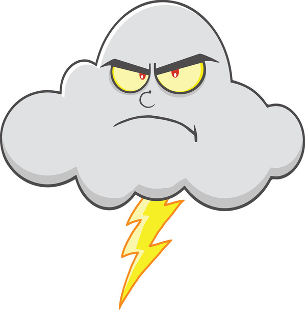 сердитий хмара з блискавка талісман мультиплікаційний персонаж - Фото, зображення