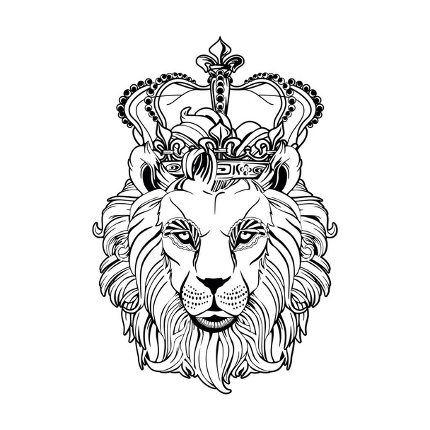 Lion head , a lion king on a white background. - Vector, Image
