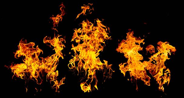 High resolution fire flames from torch, isolated on black background - Foto, Imagen