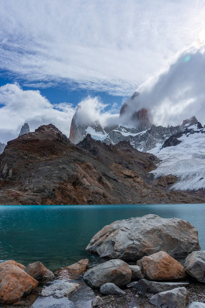 Landscape of the Laguna de los Tres in Chatel Argentina, tourism in Patagonia Fitz Roy - Photo, Image