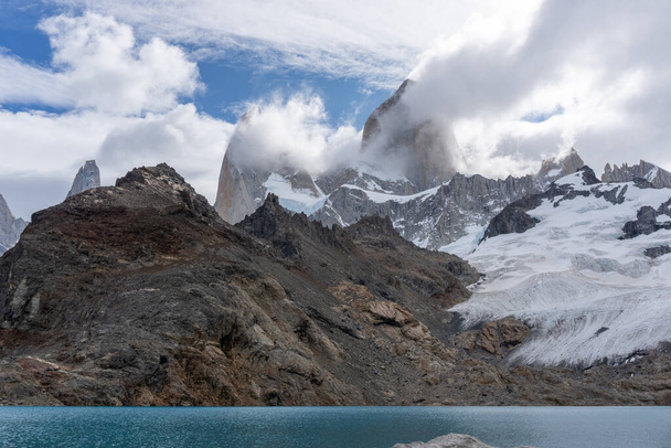 Landscape of the Laguna de los Tres in Chatel Argentina, tourism in Patagonia Fitz Roy - Photo, Image