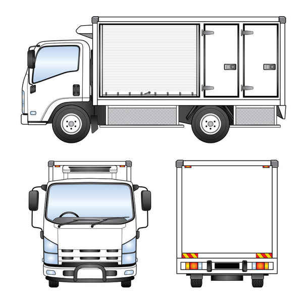 Ilustración de camión blanco sobre fondo blanco
 - Foto, imagen