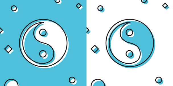 Yin Yang noir symbole de l'harmonie et l'icône de l'équilibre isolé sur fond bleu et blanc. Formes dynamiques aléatoires. Illustration vectorielle
 - Vecteur, image