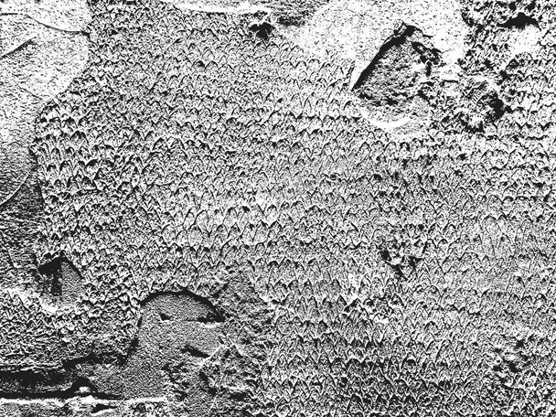 Gestörte Überlagerungsstruktur aus rissigem Beton, Putz, Zement. Grunge-Hintergrund. abstrakte Halbtonvektorillustration - Vektor, Bild