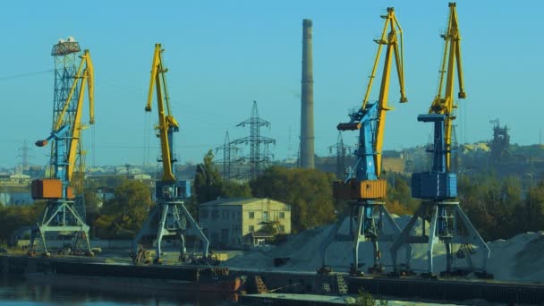 Cranes work in the port, moving cargo - Footage, Video