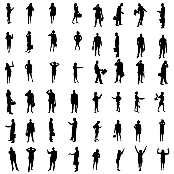 48 silhouetten van mensen - Vector, afbeelding