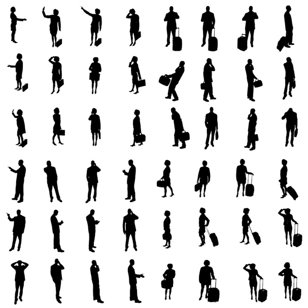48 silhouetten van mensen - Vector, afbeelding