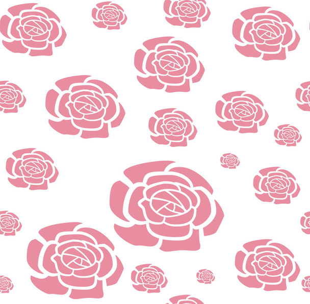 Vector seamless pattern with outline stylized roses. Beautiful floral background. Can be used for textile, book cover, packaging, wedding invitation. - Vector, Image