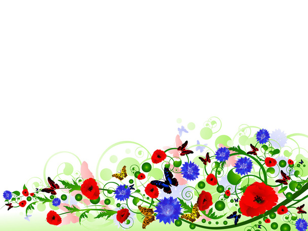 Floral multicolored summer frame - Vector, Image