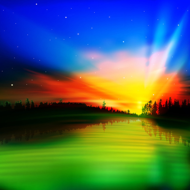 абстрактний фон природи з схід сонця
 - Вектор, зображення
