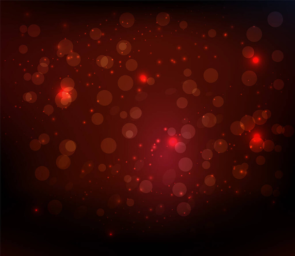Abstract background with glowing bokeh lights. Red colored. Festive decoration. - Vector, Image