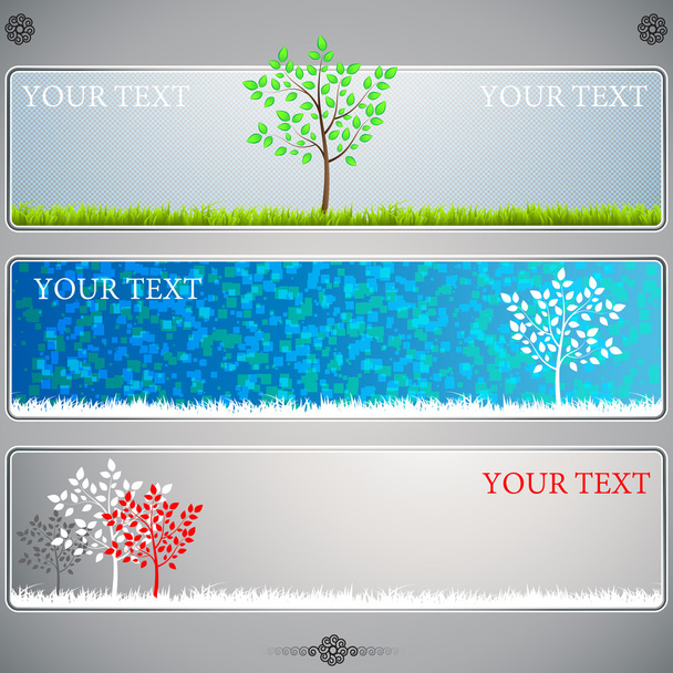 Set of backgrounds with trees of different colors inside - Wektor, obraz