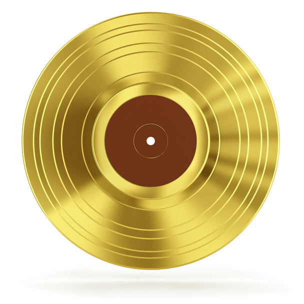 Gouden vinyl record geïsoleerd - Foto, afbeelding