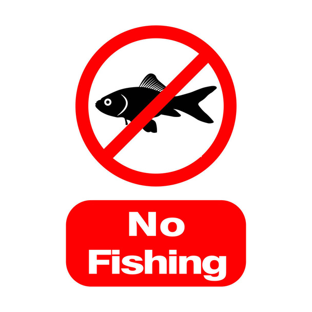 Niente pesca, segno o simbolo. Design vettoriale isolato su sfondo bianco. Pesca vietata in questa zona
. - Vettoriali, immagini