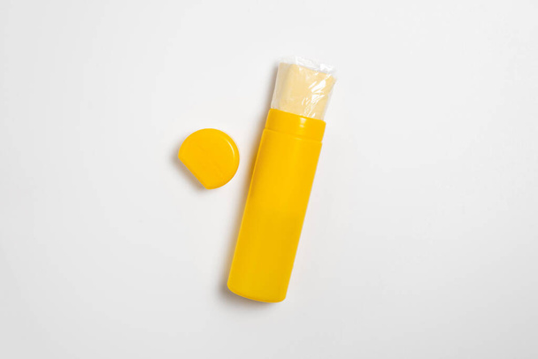 Package for Car Drying Towel Chamois product.PVA chamois isolated on white. High-resolution photo.Mock-up.Plastic tube. - Photo, image