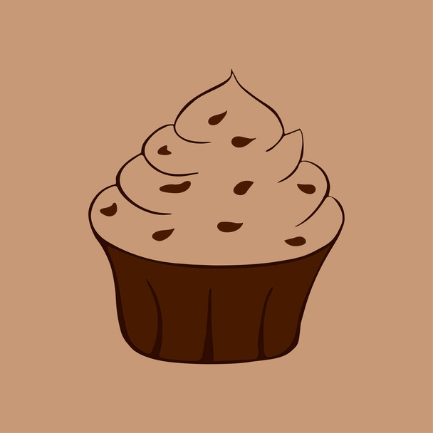 Chocolate cupcake isolated. Vector illustration. - Vettoriali, immagini