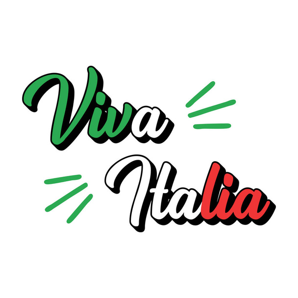 Viva La Italia quote in Italian. Translated Long live Italy. Drawn patriotic lettering for postcard, invitation, poster, label, mug, icon, banner. - Vector, Image