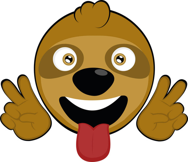 Vector illustration of the face of a cute sloth cartoon - Vector, Image