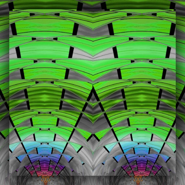 vihreä ja sävyjä harmaa katto arkkitehtuuri osaksi monimutkainen futuristinen geometrinen säteittäinen pyöreä muotoja kuvioita ja malleja
 - Valokuva, kuva