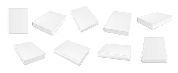 Imagen realista vectorial (maqueta, diseño) de libro de tapa dura en blanco. Aislado sobre blanco. Vector EPS 10
. - Vector, imagen
