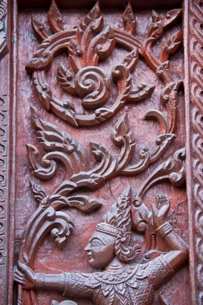 Window woodcarving in temple, Thailand - Photo, image