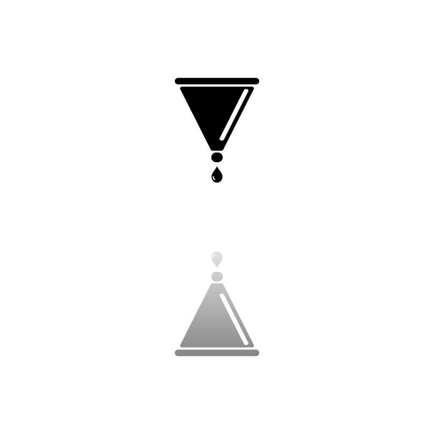 Φίλτρο χωνί. Μαύρο σύμβολο σε λευκό φόντο. Απλή απεικόνιση. Επίπεδη Διανυσματική Εικόνα. Σκιά αντανάκλασης καθρέφτη. Μπορεί να χρησιμοποιηθεί σε logo, web, mobile και UI UX project - Διάνυσμα, εικόνα